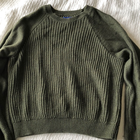Olive Green Cable Knit Sweater - Picture 2 of 3
